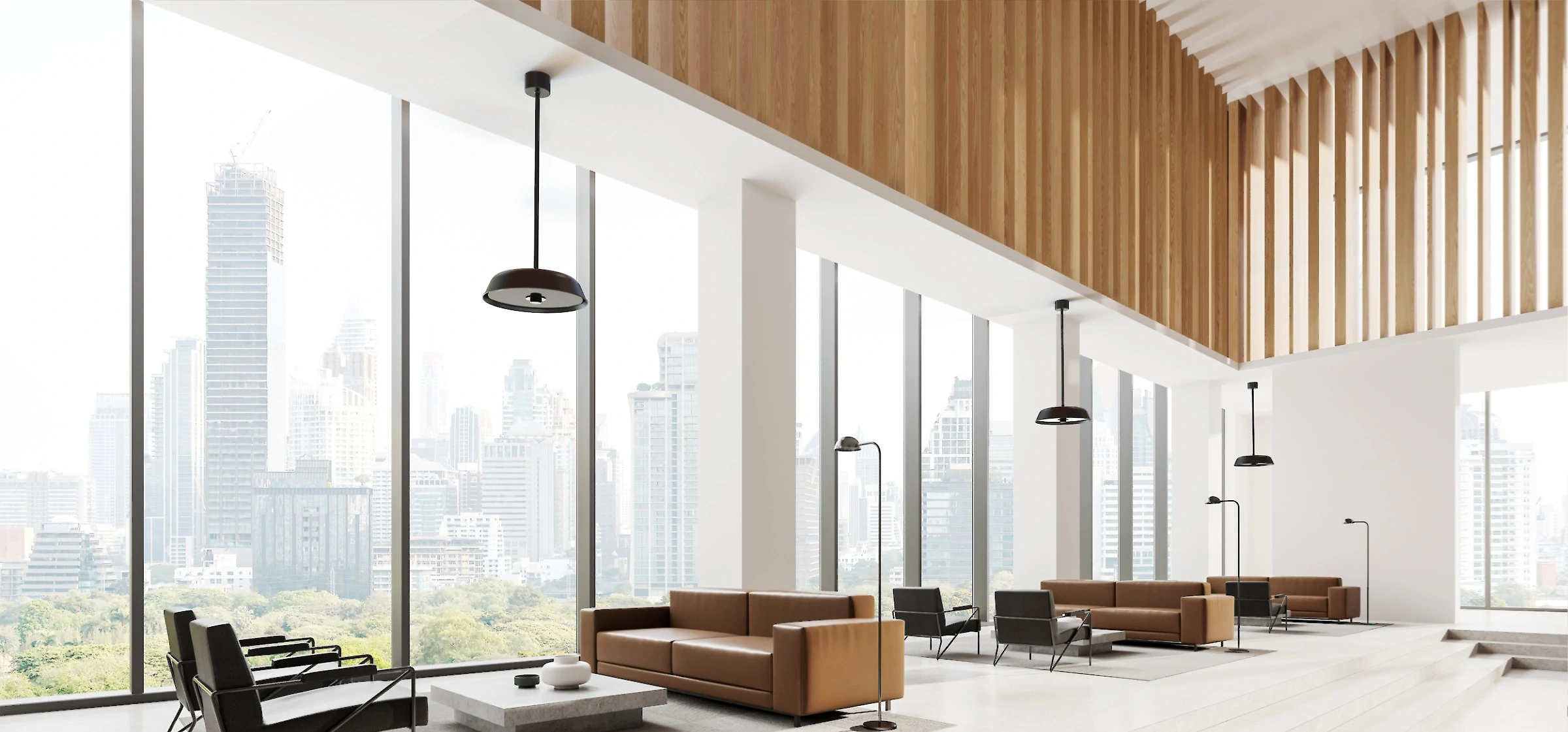 Solaira, Radius Infrared Pendant Heaters, High Lobby, Black